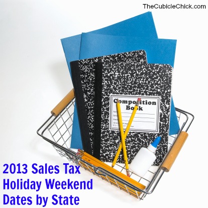 Back to School 2013 Sales Tax Holiday Weekend Dates by State
