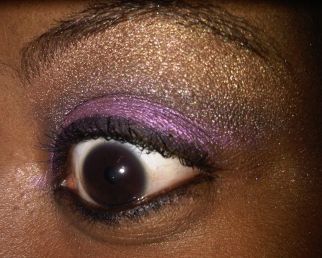 Urban Decay 'Gunmetal' in the crease, 'Ecstacy' on lower lid