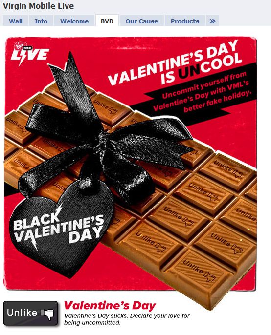“Unlike” Valentines Day on Facebook with Virgin Mobile LIVE