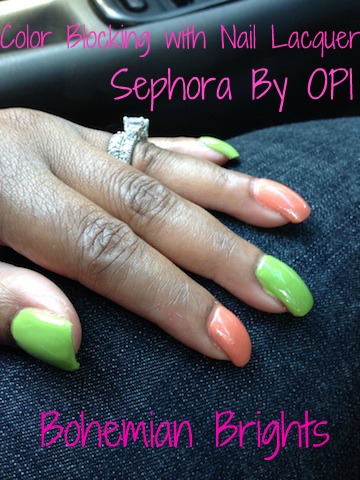 Color Blocked Nails with Sephora By OPI Bohemian Brights