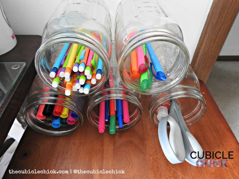 Mason Jar Cubbies for Home Office or Kids Art Station