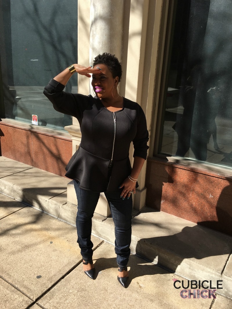 This week's What to Wear on Casual Friday calls for a little jeans and peplum action, giving you a fun and fab look. 