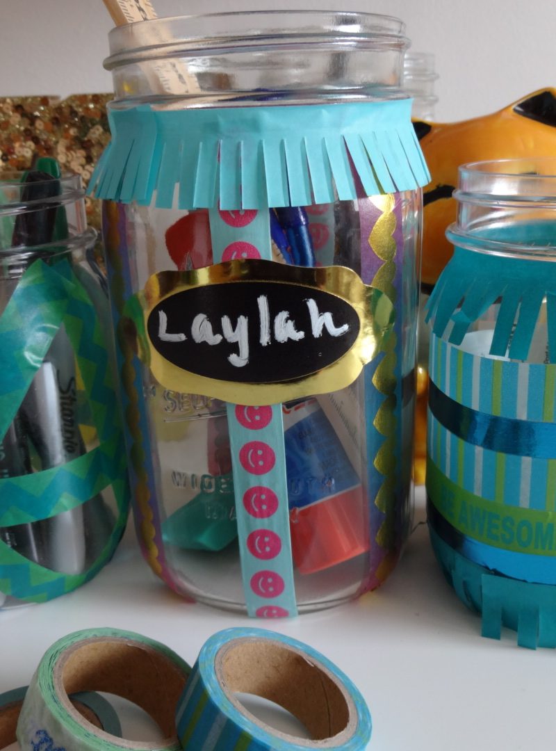 Washi Tape Mason Jar Desk Organizers for Back to School