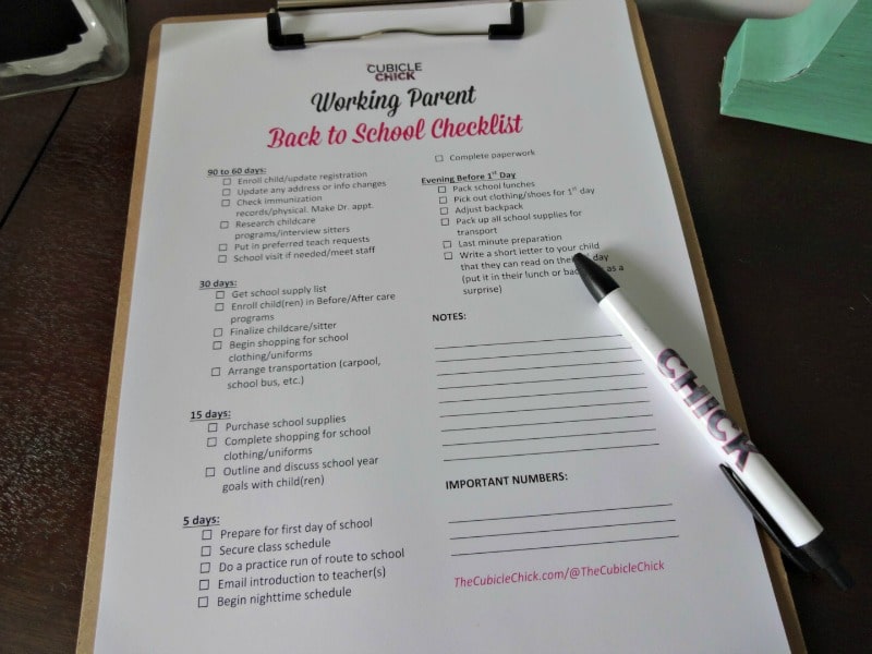 Working Parent Back to School Checklist Printable #BTS