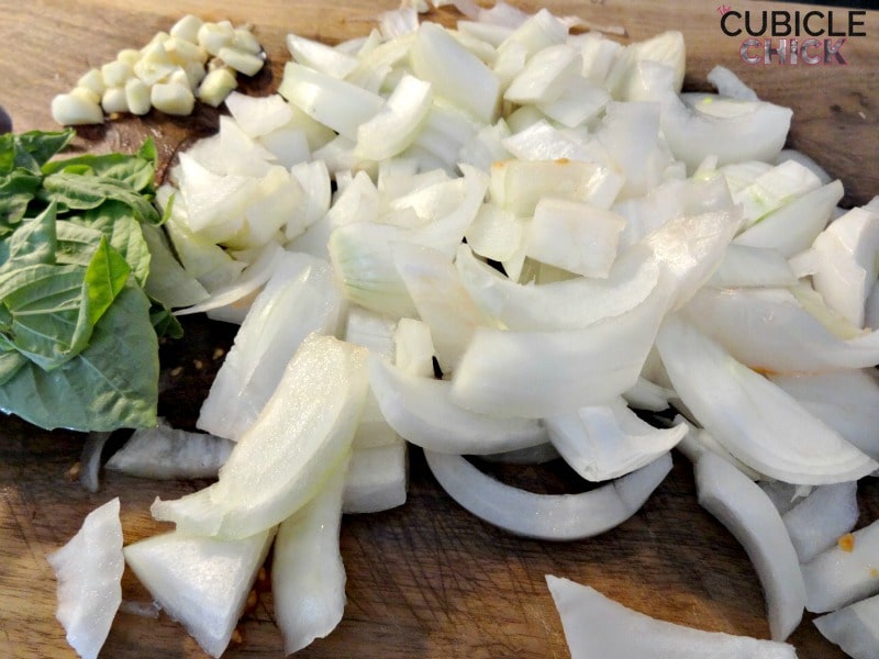 one-pan-pasta-onions-and-basil