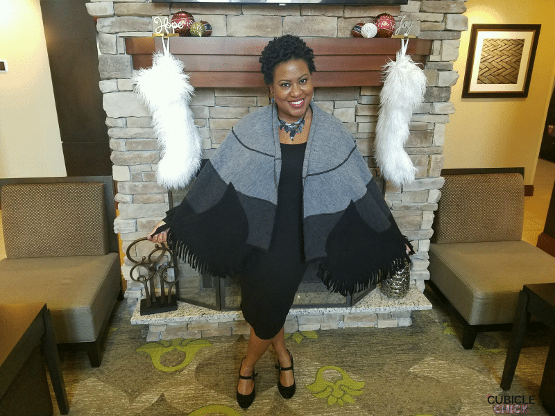 Holiday Magic with a Little Black Dress and Wool Capelet