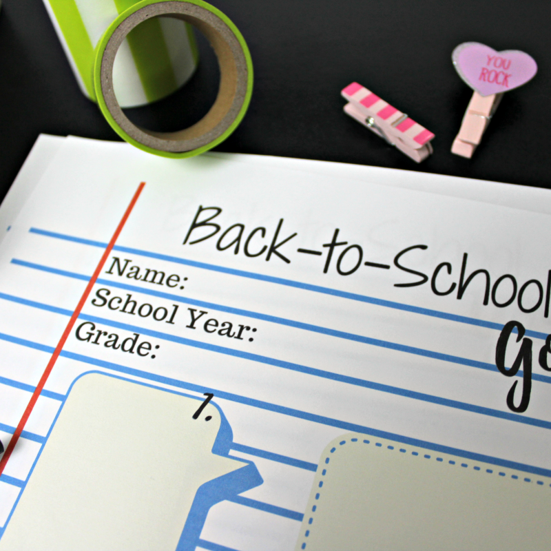 Back to School Goals Printable Worksheet