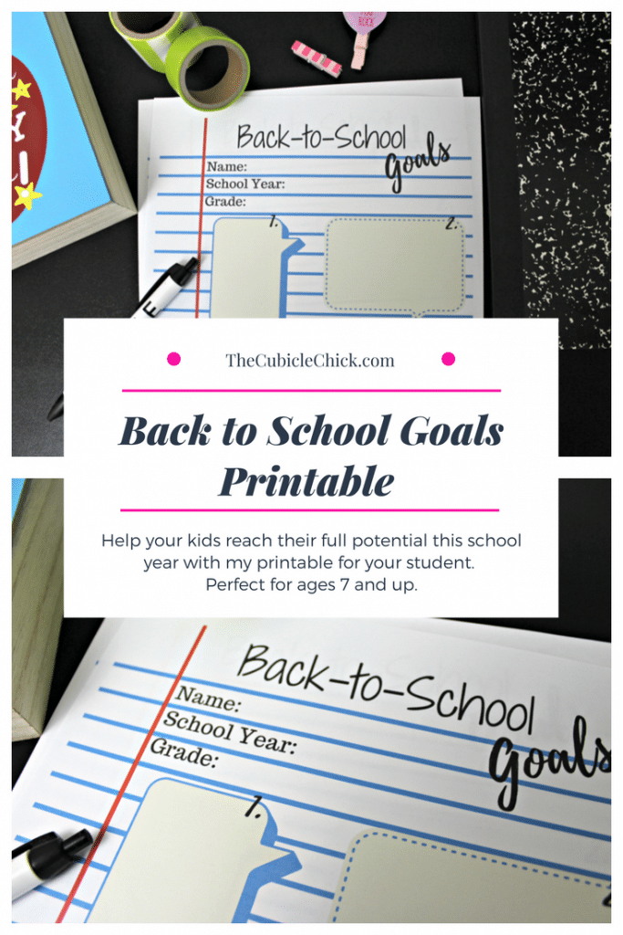 Free Back to School Goals Printable For Your Student