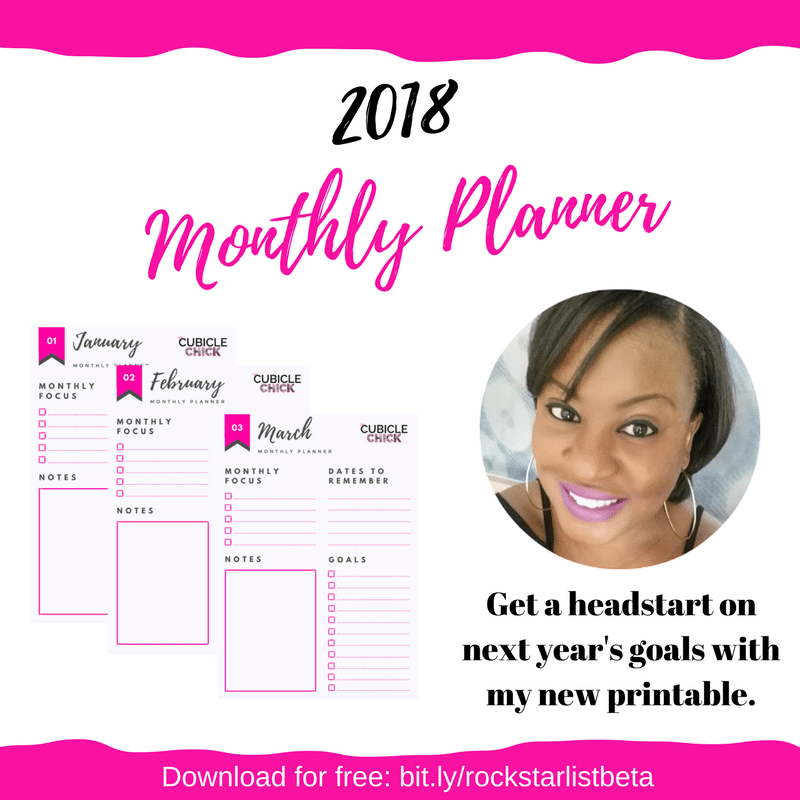 It's never too early to begin planning your takeover for the new year. Download my free 2018 Monthly Planner and get a jumpstart on the new year.