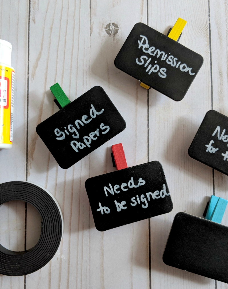 Back to School DIY: Chalkboard Magnet Clips for Important Papers