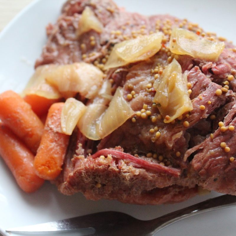 Celebrate the luck of the Irish with this St. Patrick's Day inspired Slow Cooker Corned Beef and Vegetables which is like a pot of gold on a plate.